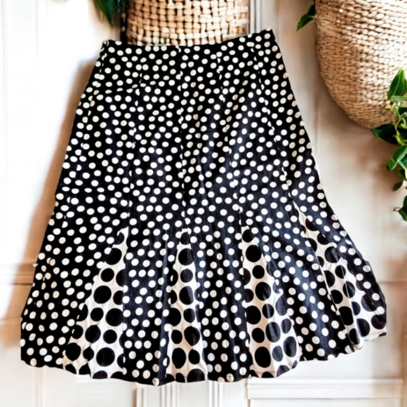 Polka dot black and white linen midi by Cato women's size 8 - Picture 2 of 13